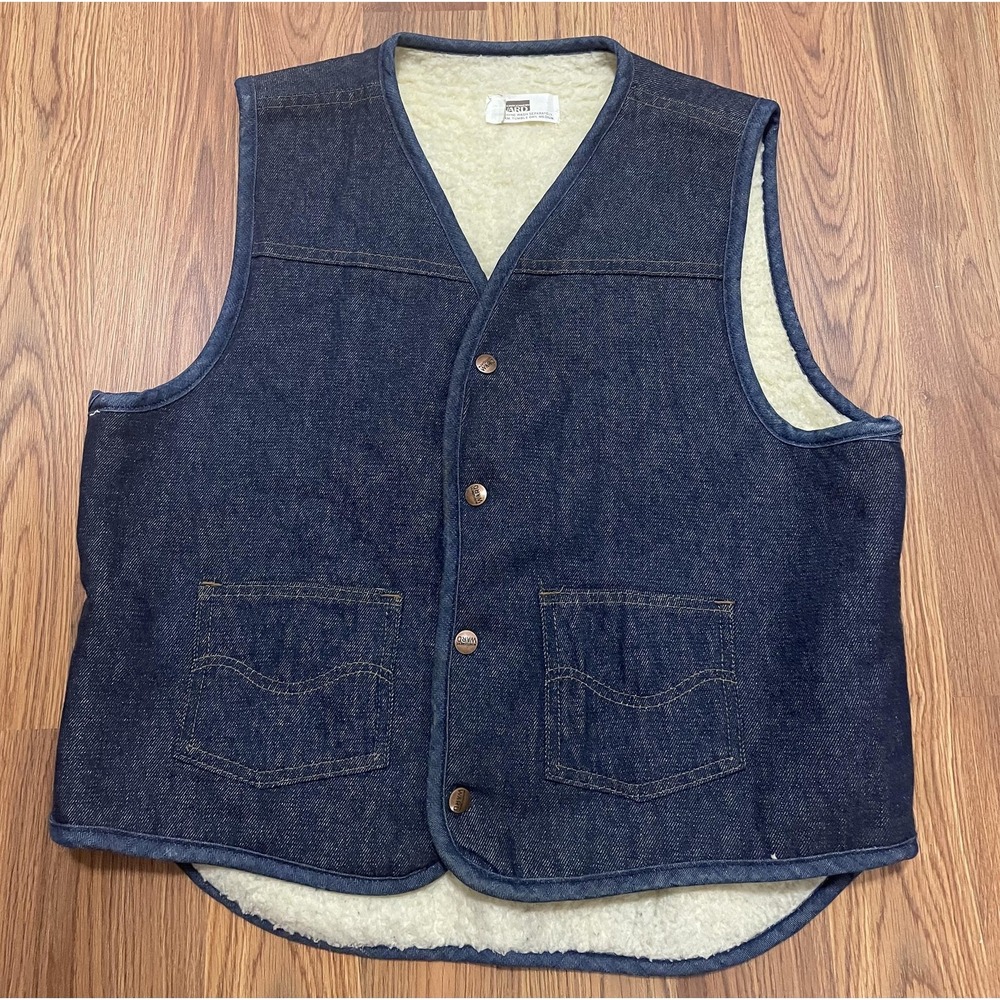 Montgomery Ward Denim Vest Mens Large Sherpa Lined Western